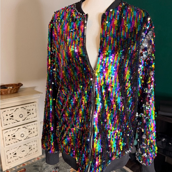 Colorful Sequin Zip-Up Jacket - Picture 5 of 8